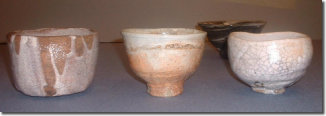 Three white chawan by Ajiki Hiro Three white chawan by Ajiki Hiro