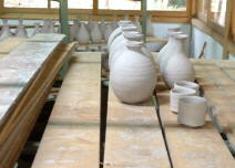 Tsujimura pieces set out to dry Tsujimura pieces set out to dry