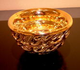 Golden chawan by Miwa Kyusetsu XII