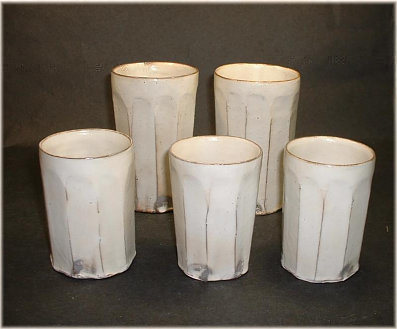 Five Kohiki Mentori Cups by Hanaoka Yutaka