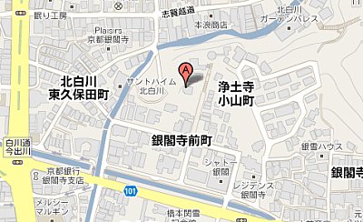 Map to the Robert Yellin Yakimono Gallery in Kyoto