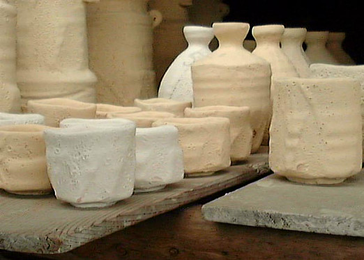 Shino wares drying