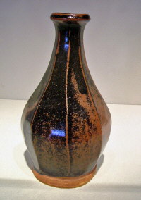 Faceted Vase Black Glaze 1970s